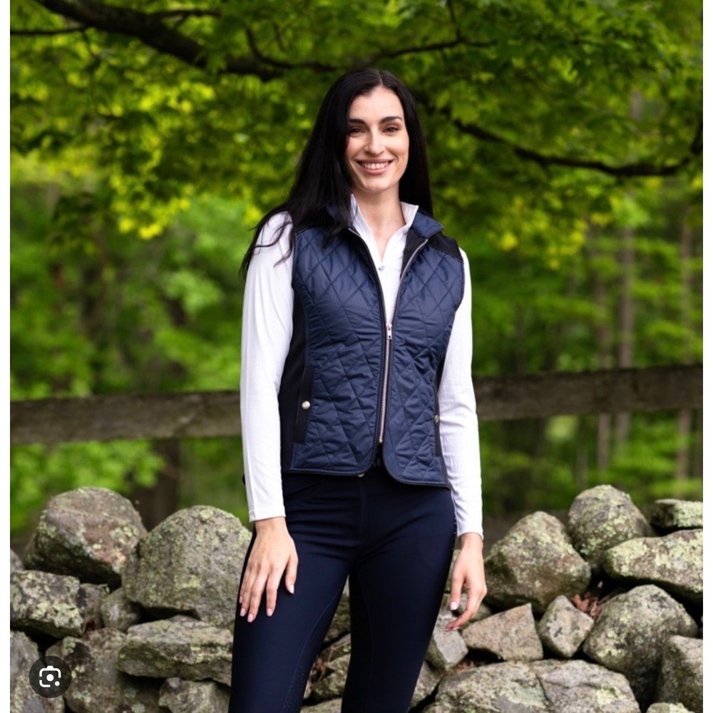 KL Select Taylor Vest Navy Blue Black Qulted Equestrian Riding Womens Medium
